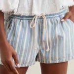 Aerie pull on stretchy tie waist blue & white striped shorts Photo 1