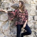 Lavender Brown Nwt Velvet Burnout Flutter Sleeve Boho Blouse spring designer top Photo 0