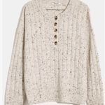 Madewell NWT  Donegal Bowden Henley Sweater in Coziest Yarn Oatmeal Fleck Sz XS Photo 2