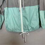 Lightweight Jacket Gray Teal Women Hood Small Polyester Windbreaker Color‎ Block Photo 5