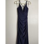 La Femme Ruched Jersey Gown Navy Size 2 Photo 2
