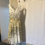 Gabby Skye  Floral Lace Midi Dress with Yellow Belt Photo 1