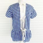 Hem & Thread Plaid peplum open back tie blouse NEW Photo 3