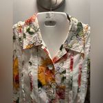 Coldwater Creek   button down floral ruffled shirt/blazer size 12 Photo 7