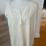 Free People Beach Cream Boxy Loose Coastal Vacation Relaxed Short Sleeve Shirt Photo 0