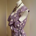 Sanctuary Purple White Yellow Wrap Tie On Side. Dress Short Flutter Sleeves Sz S Photo 3