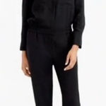 J.Crew  Drapey Oxford Crepe Jumpsuit Black Sz 12 Boilersuit Utility Chore Preppy Photo 0