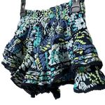 Aerie Floral Crochet Lace Ruffle Skort Cotton Elastic Batik Blue Aqua NWT - XS Photo 1