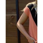 Zenana Outfitters *Orange Chevron Color Block Casual Knit Short Sleeve Women's Top Small Photo 2