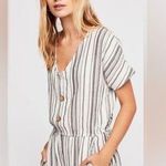 Jen's Pirate Booty Jen’s Pirate Booty White Gray Stripe Jumpsuit Photo 0