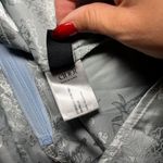 Cider  Sky Blue Satin Floral Brocade Mini Dress V Neck Bow Back Wedding Guest M Photo 7