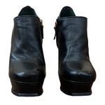 YSL Yves Saint Laurent Womens Tribute 105 Black Leather Platform Heeled Ankle Boots Photo 6