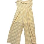 Altar'd State  Jumpsuit Romper M Yellow White Striped Wide Leg Pants Ruffle Summer Photo 0