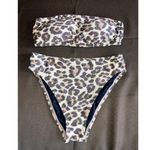 Michael Kors Leopard 2 Piece Bikini Set High Waist Bottom Padded Bandeau Top S M Photo 0