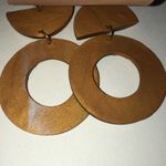 Geometric Gold Tone Shimmer and Green Retro Boho Clay Statement Earrings Photo 4