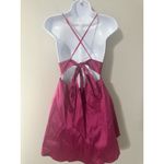 Lucy in the Sky Fuchsia Pink Plunging Tie-Back Ruched Mini Dress Skater Size S Photo 4