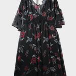 Wild Pearl Whimsigoth Witchcore Eyeshadow Floral Dress Size Large Bell Sleeves Dark Fairy Photo 2