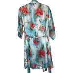 Private Luxuries Blue Floral Silky Robe Photo 1