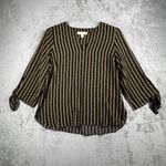 MICHAEL Michael Kors Blouse‎ Womens L Black Gold Chain Print Casual Party Office Size L Photo 1