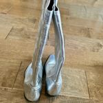 ZARA Women’s Leather Pointed Toe Cowboy Boots Silver Size 6 NWT Photo 3