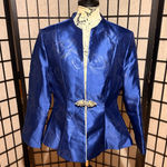 Sundays by Nubiano peplum decorative clasp Royal Blazer Elegant pin brooch Blue Size 10 Photo 0