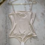 EXPRESS Body Contour Faux Leather Cami Bodysuit in Sandshell 2610 Photo 8