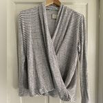 Anthropologie Saturday Sunday Brushed Fleece Stripe Open Front Wrap Pullover Photo 1