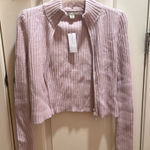 American Eagle NWT Cropped Zip-Up Sweater | Lilac & Ribbed | Size Medium Photo 0