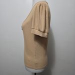 The Drop Theresa Tan Sweetheart Neck Ribbed Knit Puff Sleeve Top Size Medium Photo 2