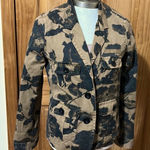 J.Crew Collared Two Button Cotton Blazer Tan Black Camo Floral Womens Size XS Photo 0