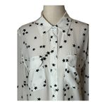 Equipment  Shirt Women Small White Black Star Silk Slim Signature Button Down Photo 3