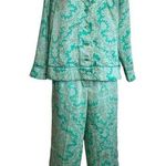 J Crew Collection Drapey Button Top & Pull On Crop Pants Ratti Pendant Paisley S Green Photo 0
