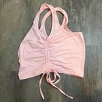 None Cropped Adjustable Tie Tank Top Pink Size Small Photo 1