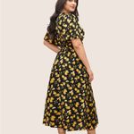 BloomChic Citrus Lemons Print Belted Surplice Neck Split Dress Size 18 Photo 13