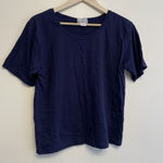 Esprit Vintage Espirit Collection T-shirt Women Medium‎ Navy Blue 100% Cotton Cropped Photo 0
