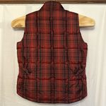 Eddie Bauer  Womens Small Puffer Vest Weatheredge Red Plaid Goose Down‎ Full Zip Photo 2