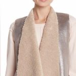 French Connection Silver and Tan Sherpa Lined Arleen Shearling Vest Photo 3