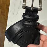 Rolf's Classic Black Leather and Silver Basic Unisex Dress Belt, Size M,Like New Size M Photo 0