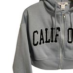 Refuge Cropped Hoodie Jacket Women's Size S Full Zip Blue CALIFORNIA Embroidered Photo 1