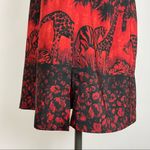 Vintage African Savanna Jacket Short Sleeve Open Shirt Animal Print Red Black Size 12P Photo 6