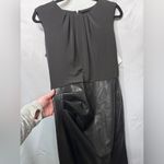 Calvin Klein  faux leather black dress. Ruched side, jersey top size 12. NWT Photo 4
