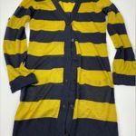Vertigo Paris Vertigo Mustard Navy V-Neck Striped Open Front Cardigan L juniors NWOT Photo 0