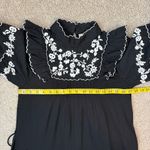 Farm Rio ‎ Embroidered Long Sleeve Tiered Maxi Dress Black XS Photo 11