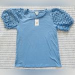 J.Crew  Eyelet puff-sleeve tee Size XS NWT, Bright Peri Color Photo 7