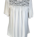 Adrianna Papell Lace Bodice Short Sleeve White Blouse Size Small Dressy Boho Photo 0