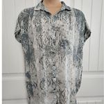 Karlie Chiffon Snake Print Button Up Doleman Sleeve Tunic Size L Photo 0