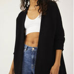 Free People  Black Ribbed Slouchy Ottoman Cardigan - Size - Small Photo 0