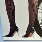 Natori Marilyn Sheer Tights XL Nude Black Floral Lace Pattern Photo 2