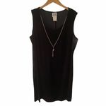 R & M Richards Retro Black Velvet Shift Dress Chain Necklace Roaring 20s 18 XL Photo 1