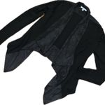 CAbi Owens Black Waterfall Drape Blazer Jacket Faux Leather Ponte Stretch Medium Photo 4